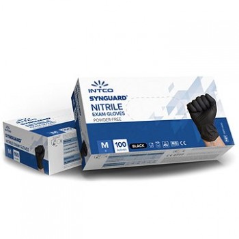 INTCO Synguard Nitrile Exam Gloves Powder Free BLACK 100τμχ 8 