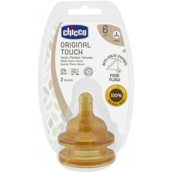 Chicco Original Touch Θηλές από Καουτσούκ Ροής Φαγητού για 6+ μηνών 2τμχ