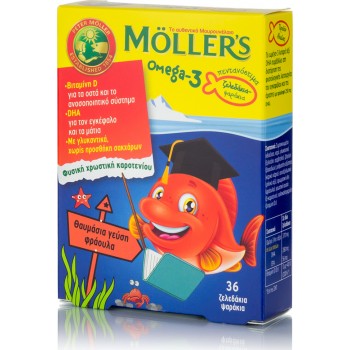 Moller's Omega 3 Ιχθυέλαιο Κατάλληλο για Παιδιά 36 ζελεδάκια Φράουλα