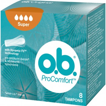 O.B. Ταμπόν ProComfort Curved Grooves για Αυξημένη Ροή 8τμχ