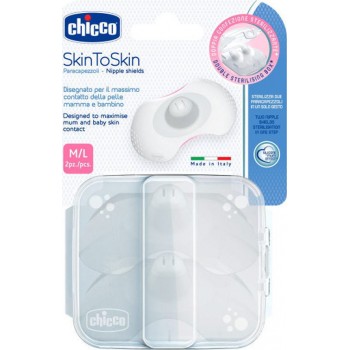 Chicco Δίσκοι Στήθους Σιλικόνης Skin to Skin  size M/L 2τμχ