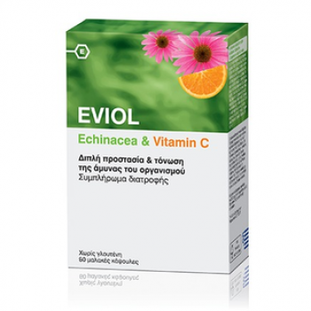 Eviol Echinacea & Vitamin C Συμπλήρωμα Διατροφής Με Εχινάκεια & Βιταμίνη C 60caps